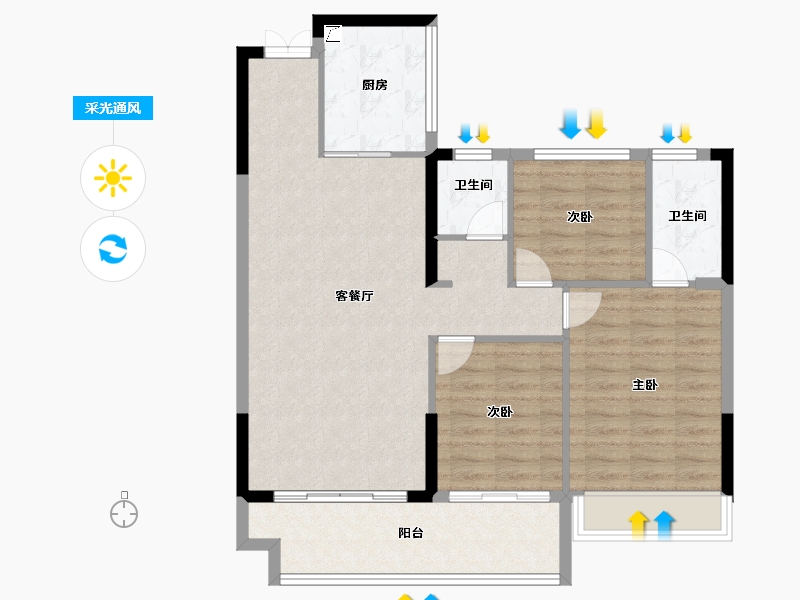 湖南省-郴州市-众联北城天悦-91.37-户型库-采光通风