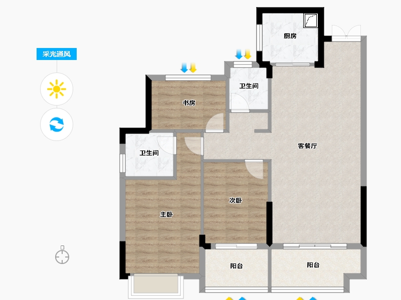 安徽省-池州市-弘业上林苑-91.18-户型库-采光通风