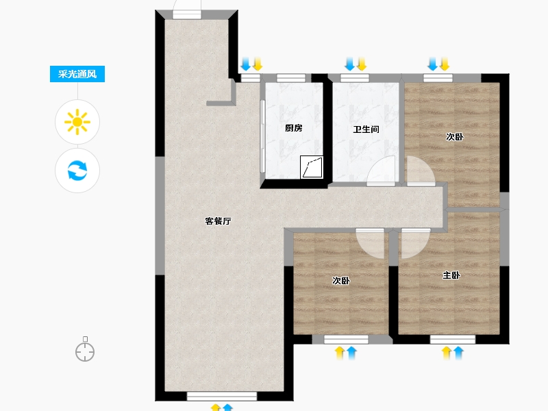 辽宁省-沈阳市-中海城 和颂-77.00-户型库-采光通风