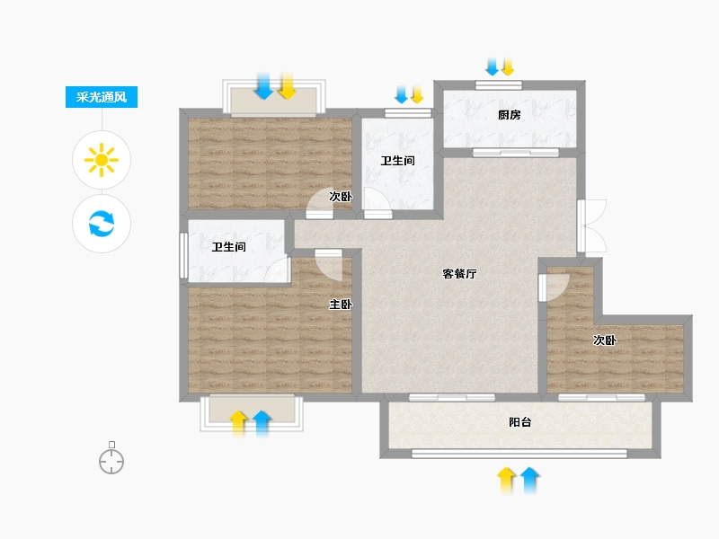 山东省-济宁市-金山新苑-104.21-户型库-采光通风