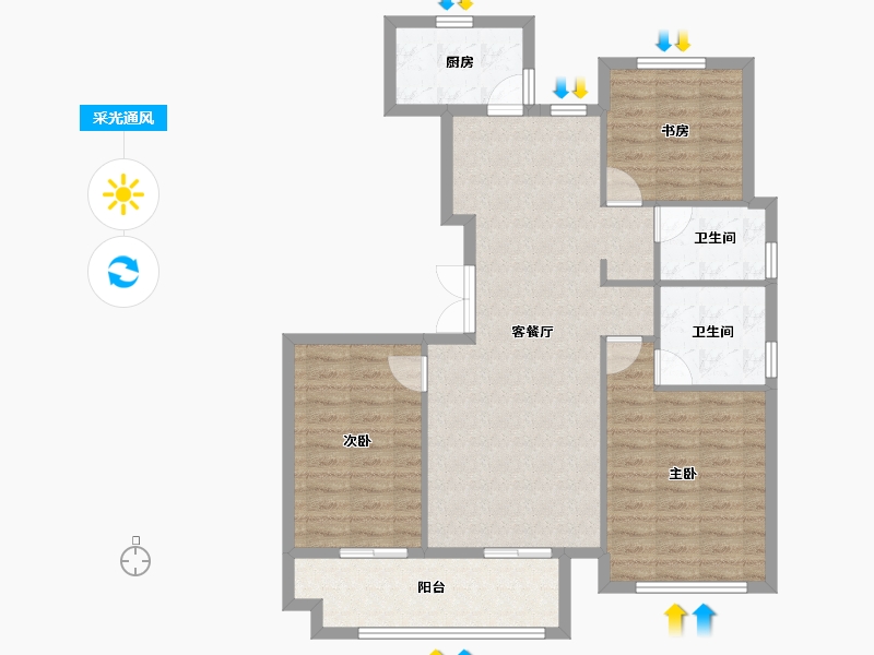 河南省-周口市-郸城方远洺水城-98.40-户型库-采光通风