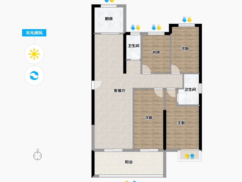 福建省-莆田市-凯天青山城峰璟-111.77-户型库-采光通风