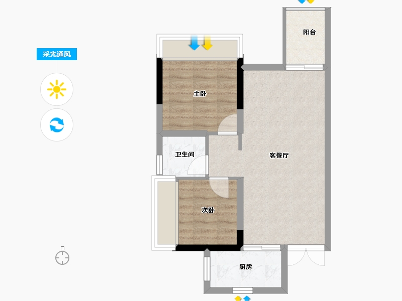 四川省-攀枝花市-龙信·翡翠湾-52.42-户型库-采光通风