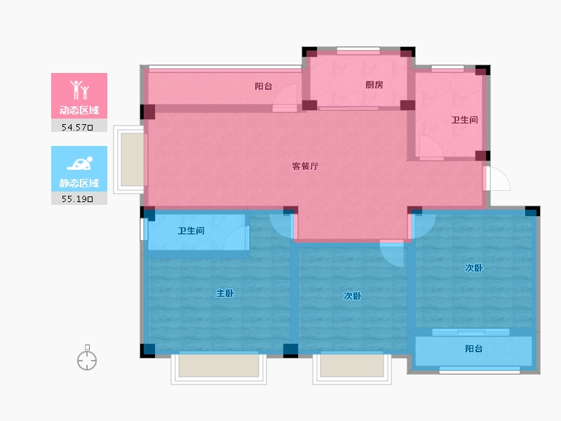 山东省-烟台市-海郡壹号-96.68-户型库-动静分区