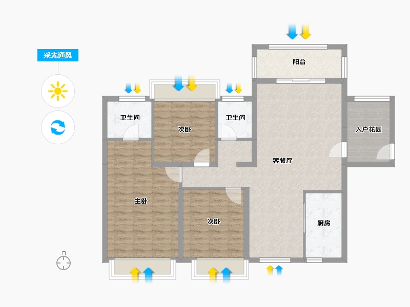 海南省-海口市-书馨花苑-105.04-户型库-采光通风