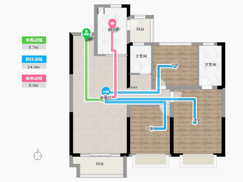 湖北省-潜江市-卓尔潜江客厅-103.12-户型库-动静线