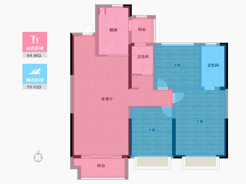 湖北省-潜江市-卓尔潜江客厅-103.12-户型库-动静分区