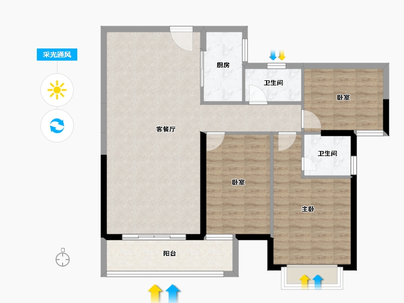 广西壮族自治区-钦州市-中地滨江壹號-97.60-户型库-采光通风