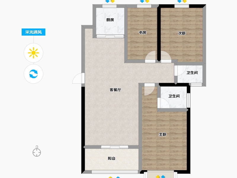 福建省-莆田市-世茂云璟-91.15-户型库-采光通风