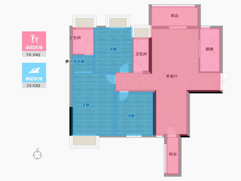 湖北省-咸宁市-碧水云谷-85.90-户型库-动静分区