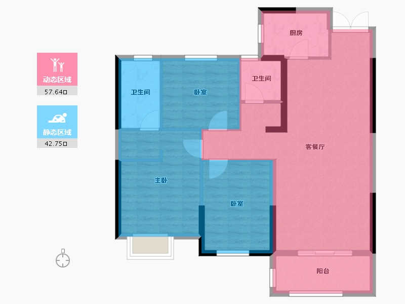 湖南省-湘潭市-玺宇悦城国际-90.46-户型库-动静分区