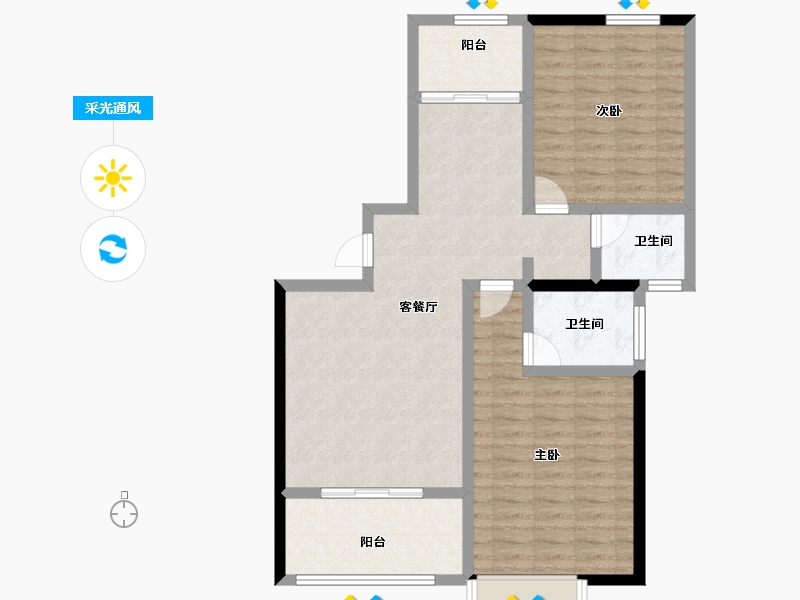 福建省-莆田市-世茂云璟-90.96-户型库-采光通风