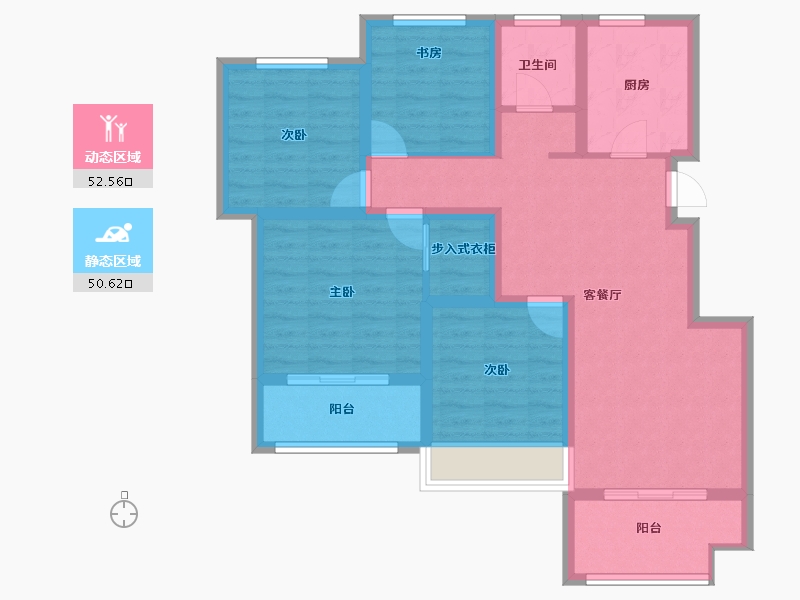 安徽省-滁州市-凤阳华地公馆-91.06-户型库-动静分区