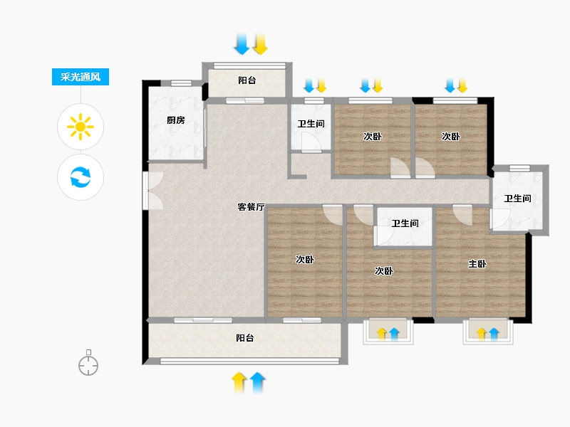 福建省-莆田市-凯天青山城峰璟-137.00-户型库-采光通风