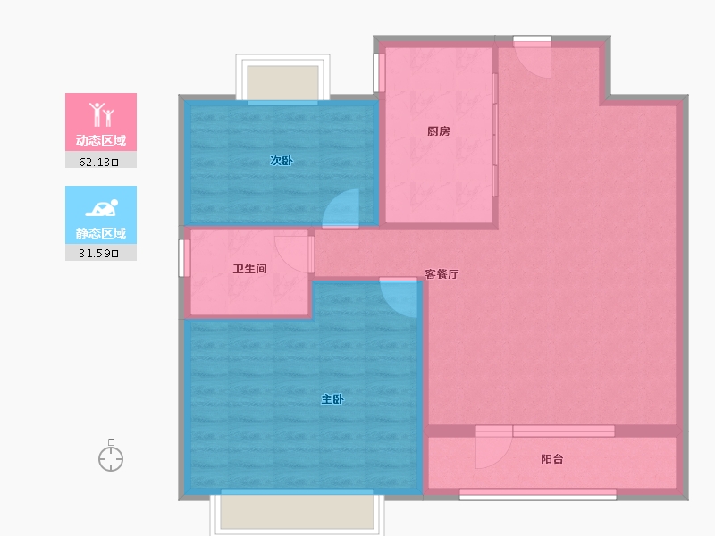 山东省-济宁市-西岸华府二期-84.99-户型库-动静分区