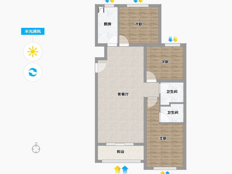 河北省-邢台市-玫瑰园-91.00-户型库-采光通风