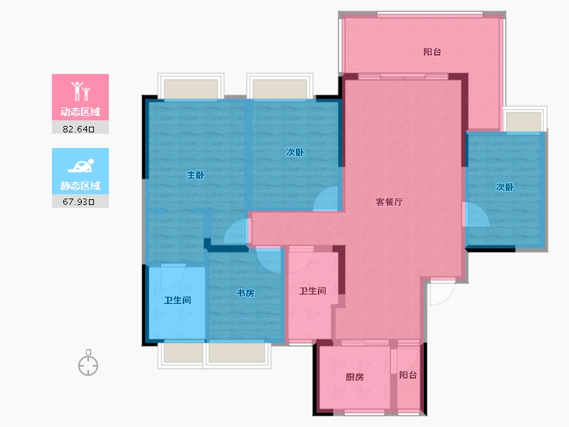 贵州省-贵阳市-远大美域三期2组团-135.44-户型库-动静分区