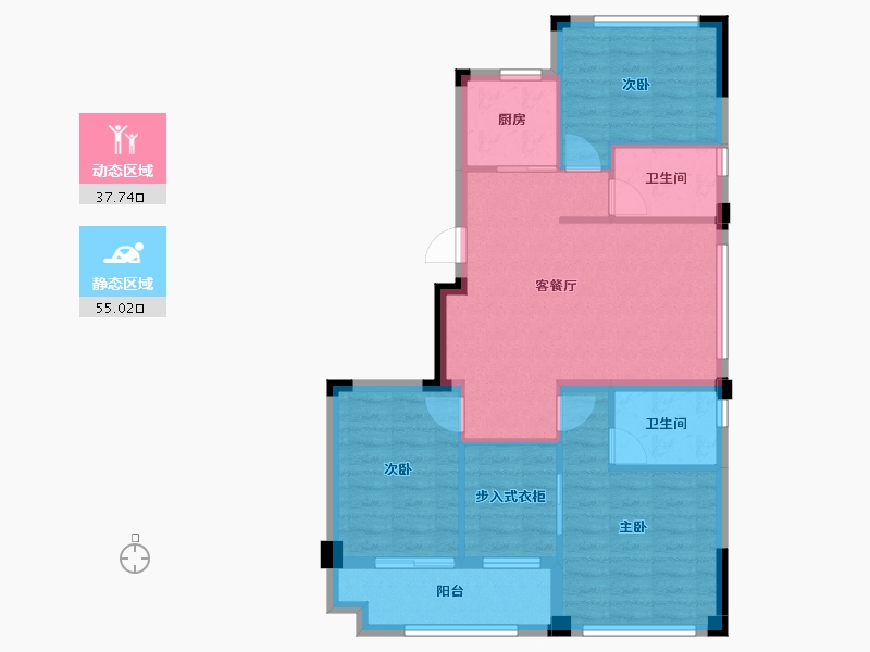 浙江省-金华市-商城朝阳万象-83.20-户型库-动静分区