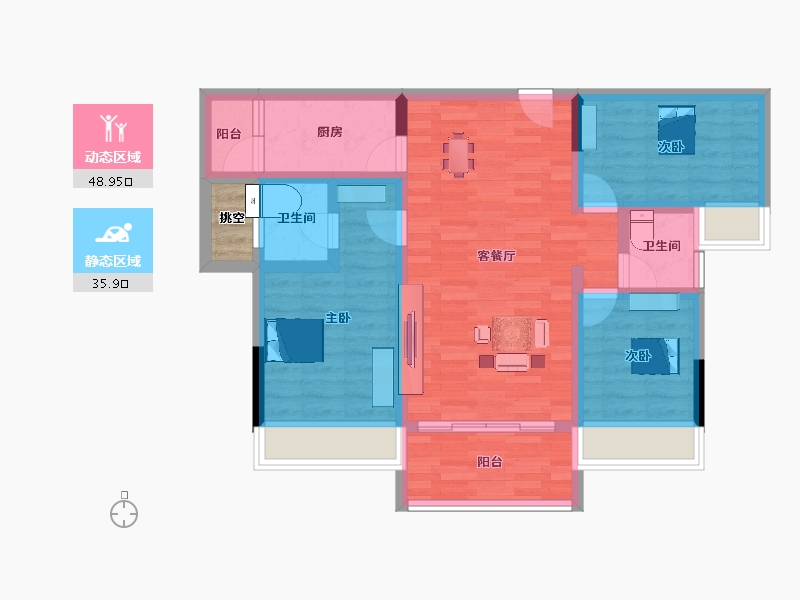 广东省-河源市-—通麓湖国际-76.11-户型库-动静分区