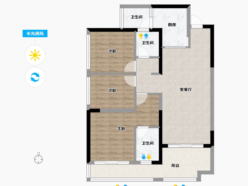 贵州省-贵阳市-融创九璟湾-89.71-户型库-采光通风