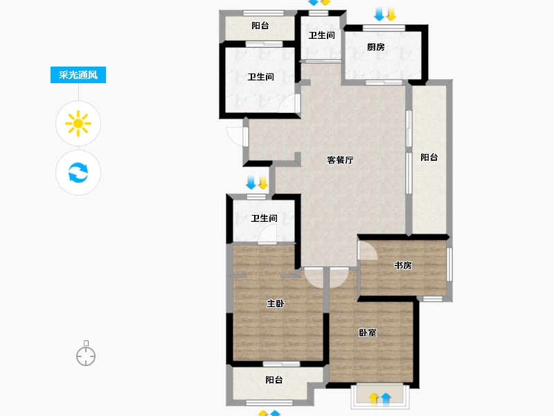 河南省-开封市-绿城·春江明月-113.06-户型库-采光通风