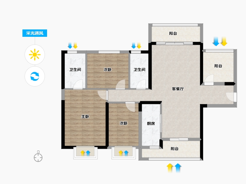 广西壮族自治区-钦州市-敏捷珑玥湾-102.10-户型库-采光通风