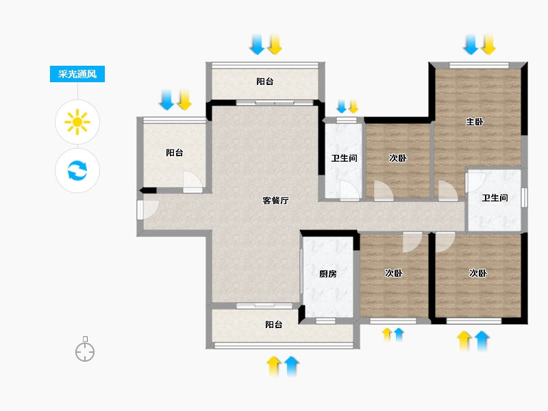 广西壮族自治区-钦州市-敏捷珑玥湾-122.99-户型库-采光通风