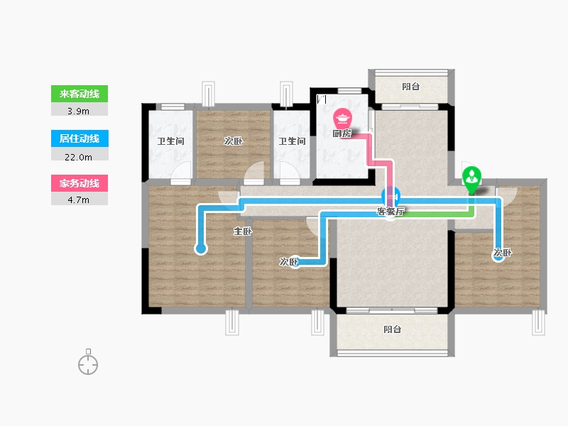 湖北省-潜江市-卓尔潜江客厅-111.84-户型库-动静线