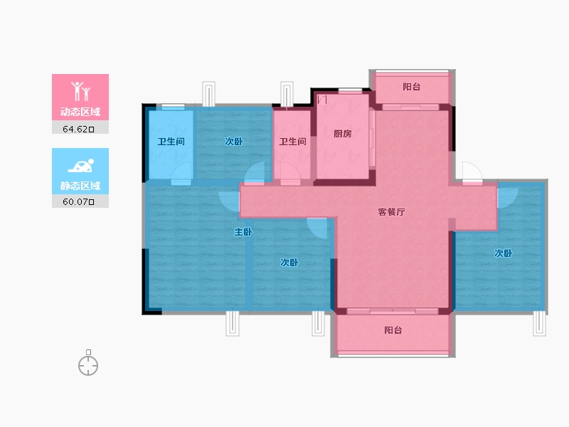 湖北省-潜江市-卓尔潜江客厅-111.84-户型库-动静分区