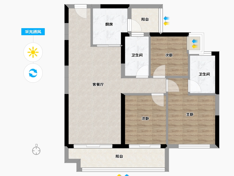 广西壮族自治区-钦州市-敏捷珑玥湾-76.91-户型库-采光通风