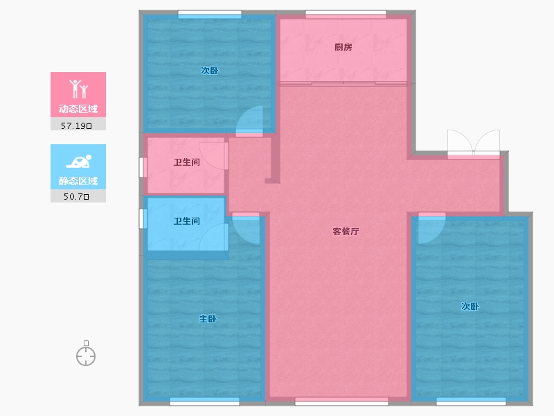 内蒙古自治区-赤峰市-春城天—府-97.20-户型库-动静分区