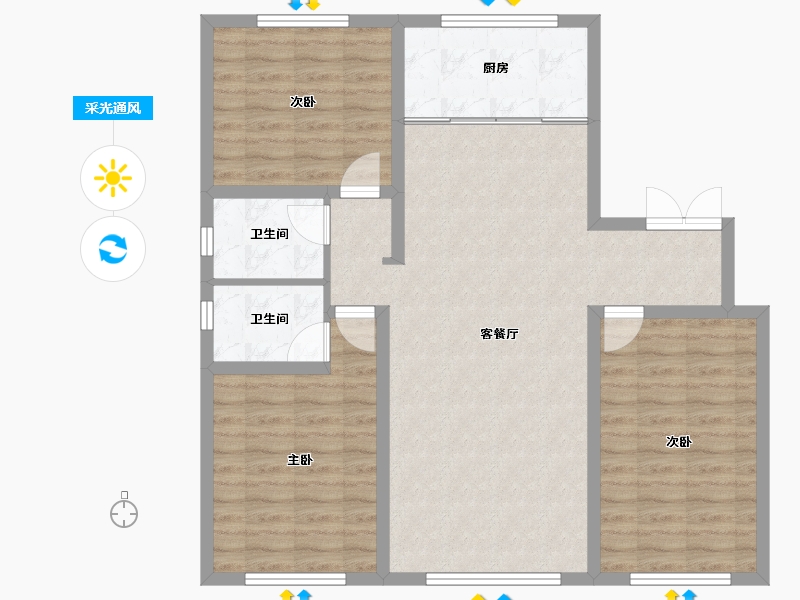 内蒙古自治区-赤峰市-春城天—府-97.20-户型库-采光通风