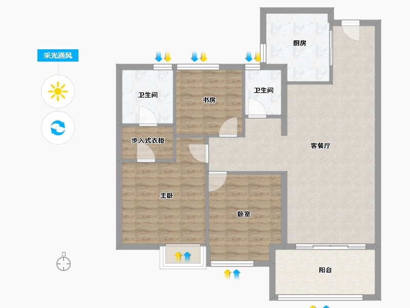 福建省-福州市-水晶榕著-96.63-户型库-采光通风