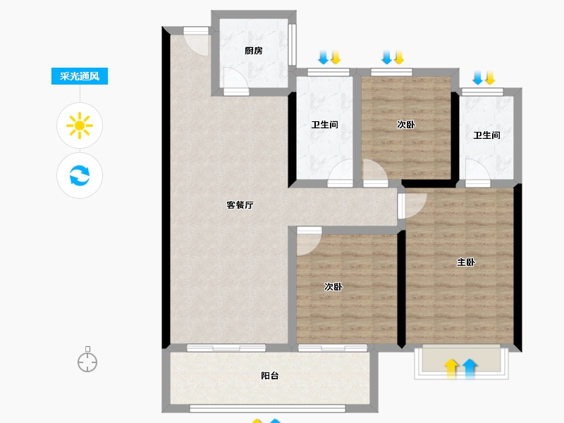 福建省-莆田市-保利城湖心岛-97.34-户型库-采光通风