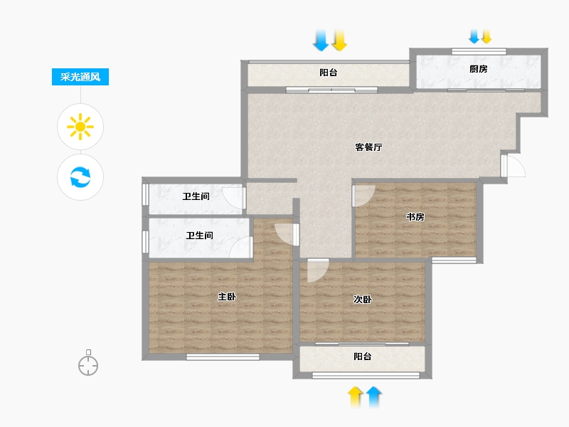 山东省-济宁市-华硕天韵-110.79-户型库-采光通风