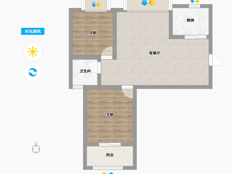 湖北省-荆州市-楚天家园-61.36-户型库-采光通风