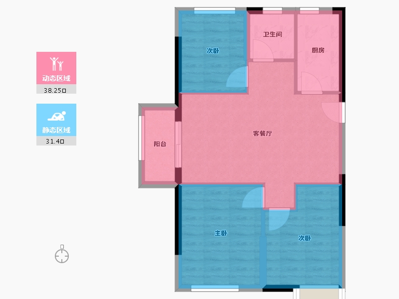 福建省-漳州市-融信鹭西郡澜天小区-62.67-户型库-动静分区