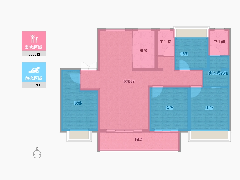 江苏省-淮安市-水沐明悦府-117.61-户型库-动静分区