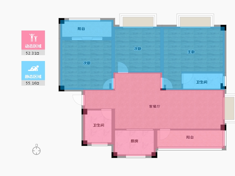 山东省-烟台市-海郡壹号-96.33-户型库-动静分区