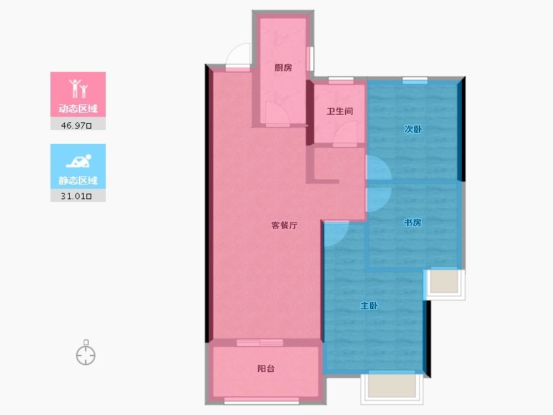 湖北省-荆州市-中建·荆州之星-69.69-户型库-动静分区