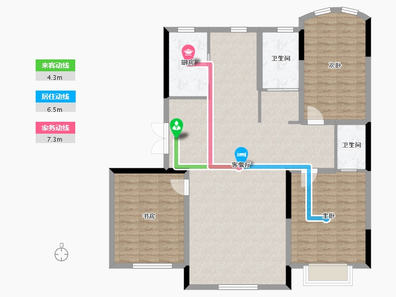 吉林省-松原市-飞达·江玺台-119.25-户型库-动静线