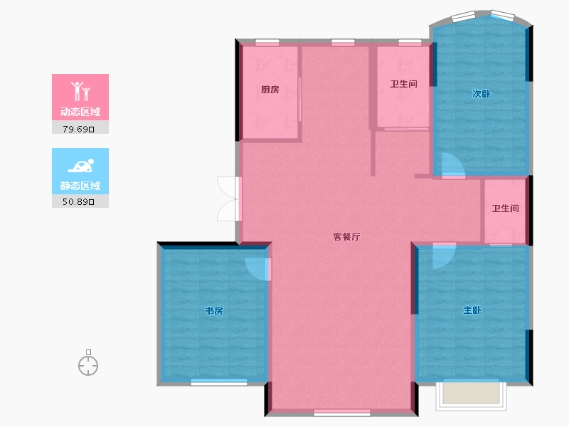 吉林省-松原市-飞达·江玺台-119.25-户型库-动静分区