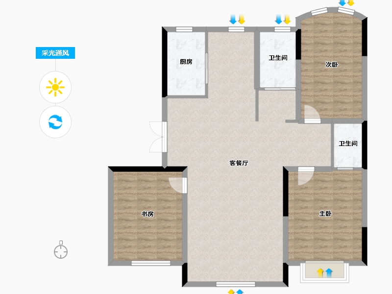 吉林省-松原市-飞达·江玺台-119.25-户型库-采光通风