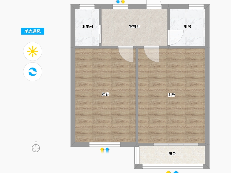 江苏省-无锡市-蓓蕾新村-50.00-户型库-采光通风