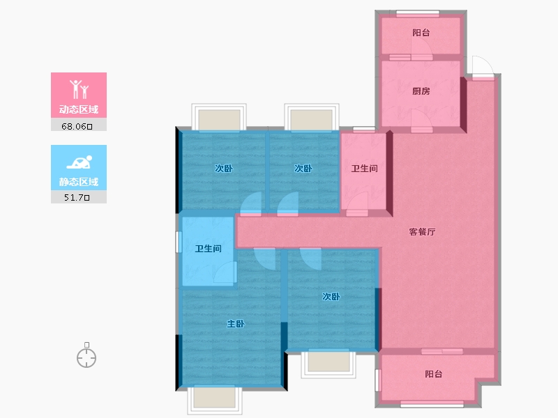 湖南省-株洲市-香江悦湖春天-106.37-户型库-动静分区