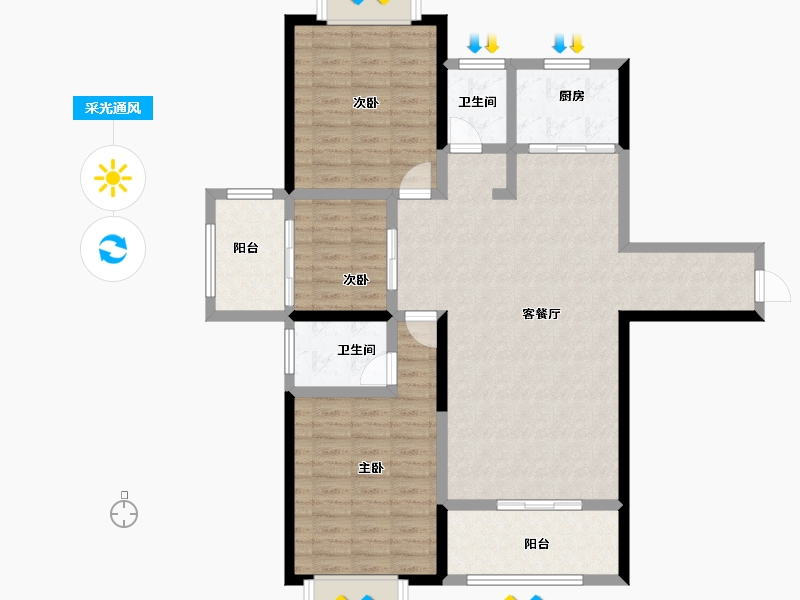 福建省-莆田市-世茂云璟-108.32-户型库-采光通风