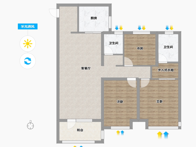 山东省-济宁市-祥生东方樾-100.00-户型库-采光通风