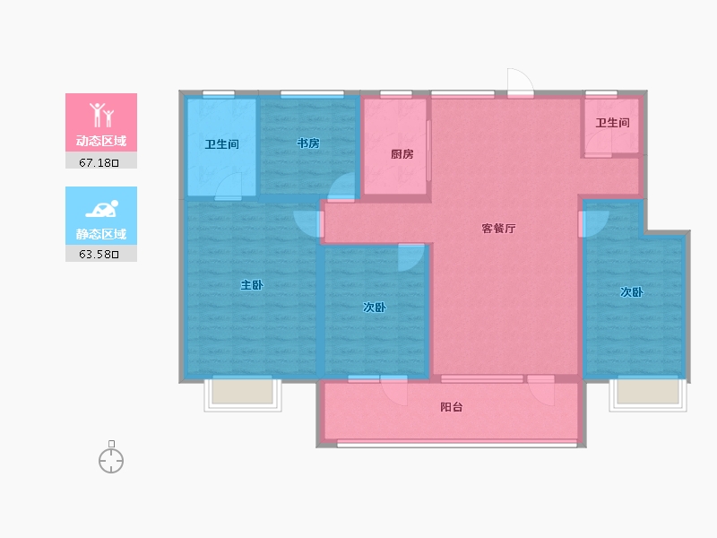 山东省-济宁市-九巨龙龙城华府-117.44-户型库-动静分区