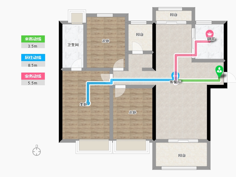 福建省-莆田市-碧桂园天澜-103.15-户型库-动静线