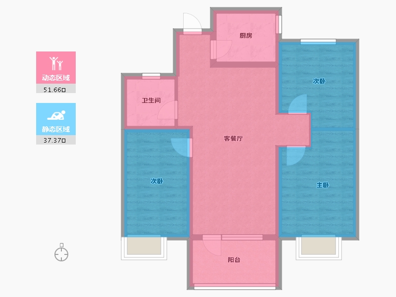 山东省-济宁市-九巨龙龙城华府-79.05-户型库-动静分区